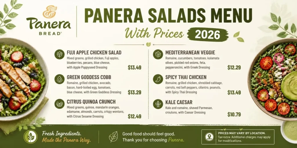 Panera Salads Menu With Prices 2026