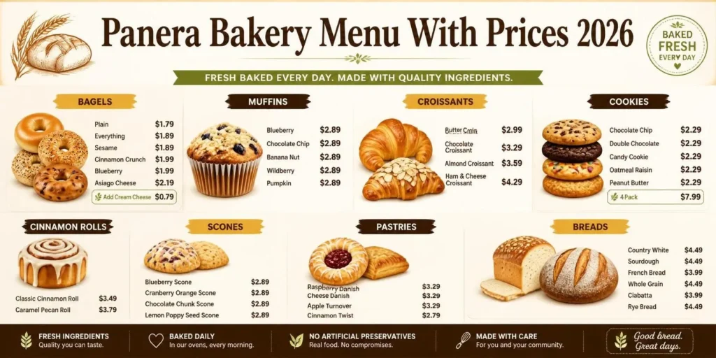 Panera Bakery Menu With Prices 2026